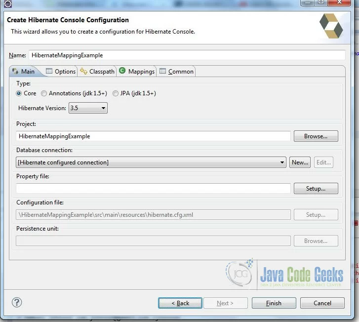 Hibernate Console Configuration