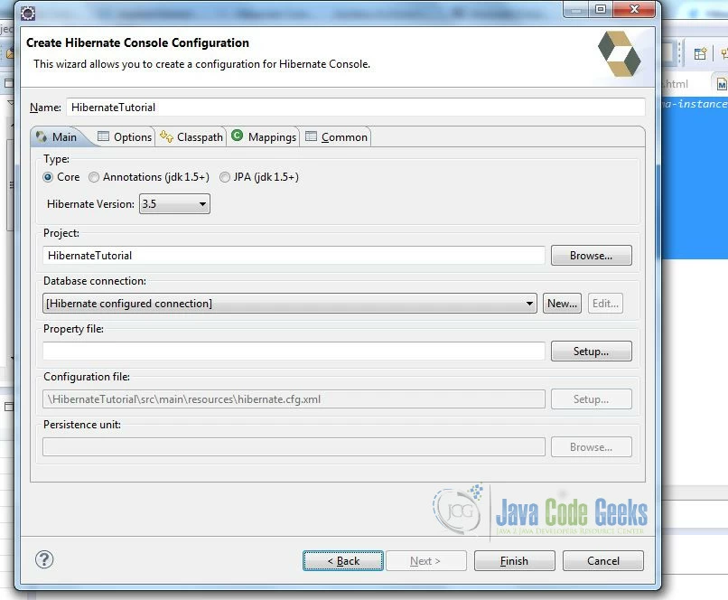 Hibernate Console Configuration