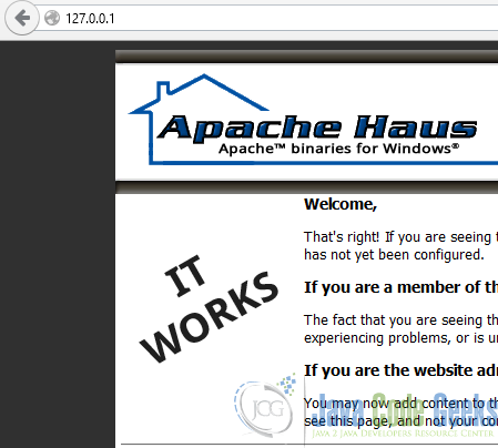 7 Apache httpd server welcome screen