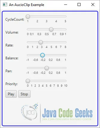 A simple JavaFX AudioClip Example