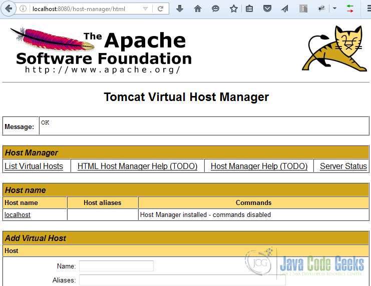 9 Tomcat Host Manager