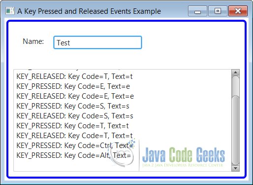 A JavaFX Key Pressed and Released Events Example