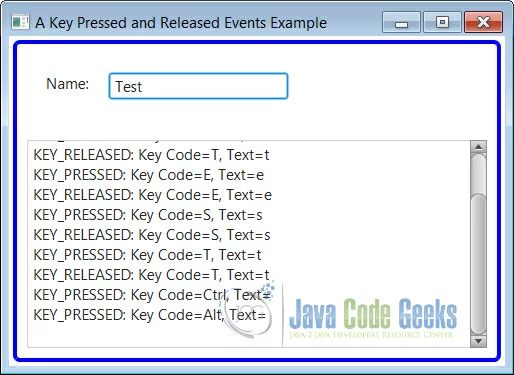 A JavaFX Key Pressed and Released Events Example