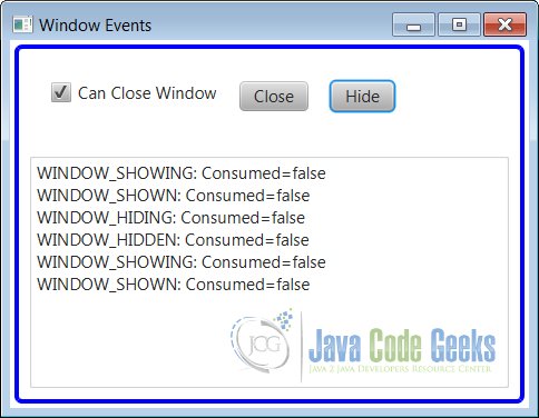 A JavaFX Window Event Example