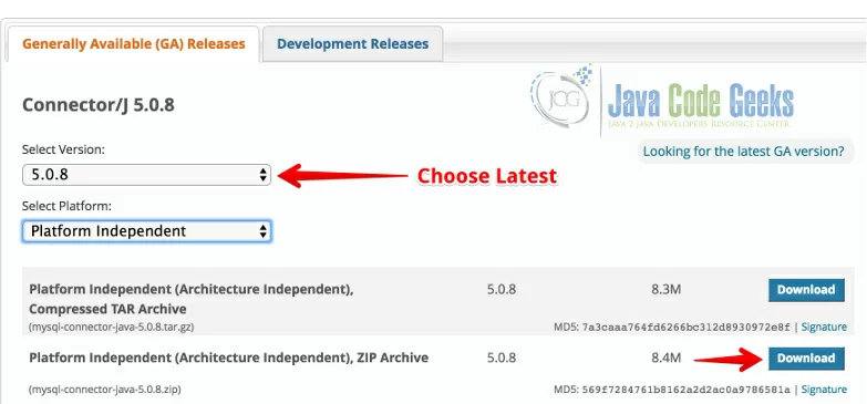 JDBC Connector Download Page