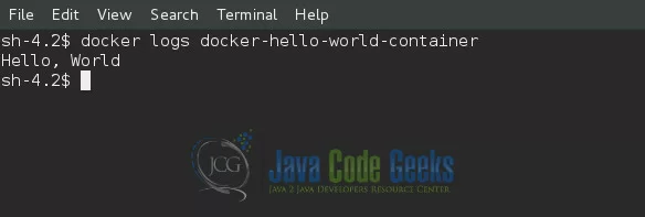 Check the Docker Container Logs to Check if Hello world was Printed