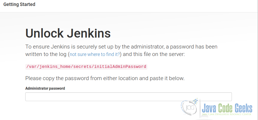 Unlock jenkins for fist time use