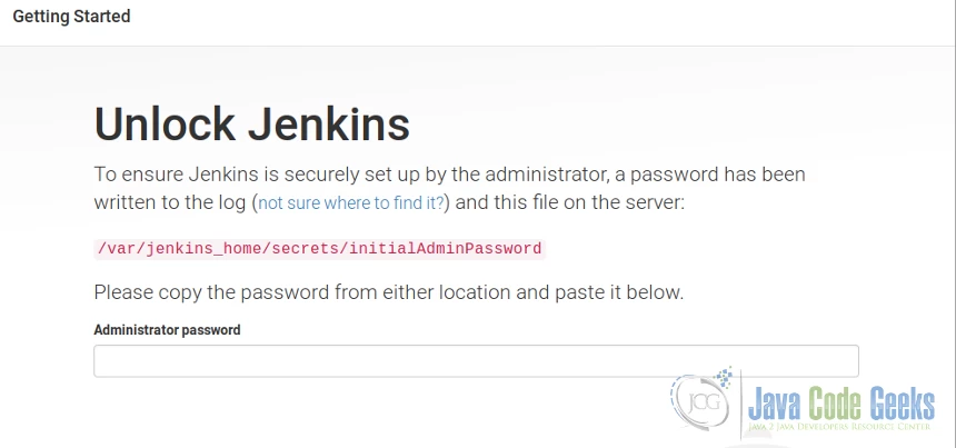 Unlock jenkins for fist time use