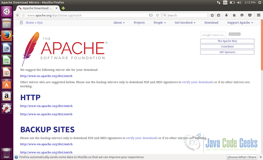 Downloading Apache Nutch