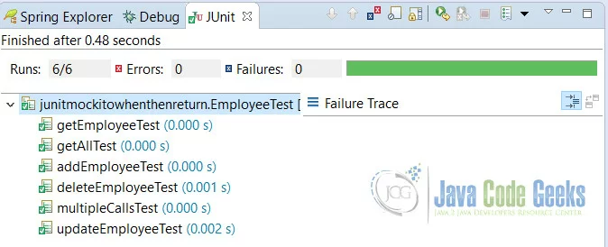 JUnit Mockito When thenReturn output