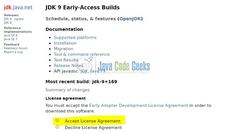 Downloading JDK and accepting license agreement