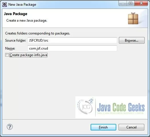 Fig. 17: Java Package Name (com.jsf.crud)