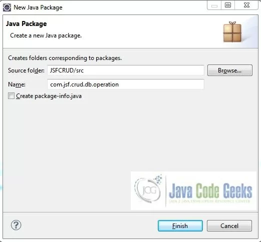 Fig. 18: Java Package Name (com.jsf.crud.db.operations)