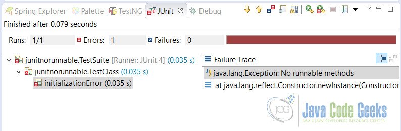 JUnit No Runnable Methods Error Output