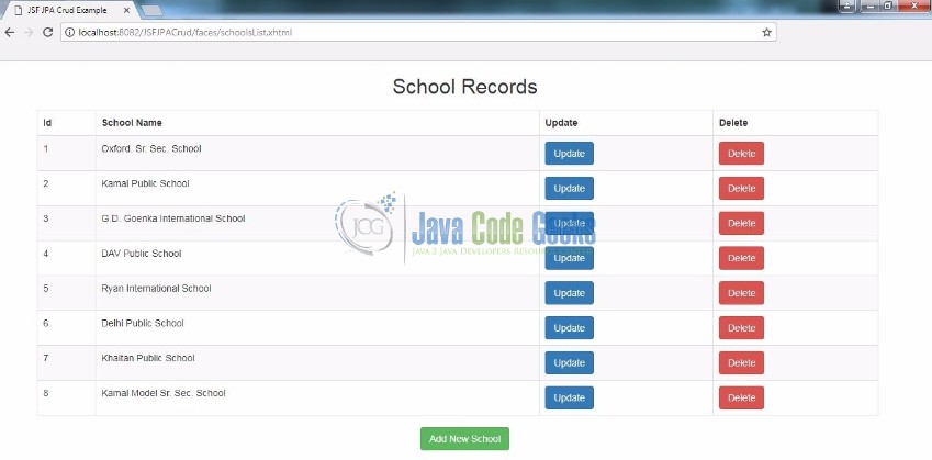 Fig. 27: Schools List After Creation of New Student