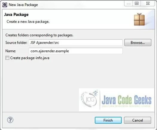 Fig. 13: Java Package Name (com.ajaxrender.example)