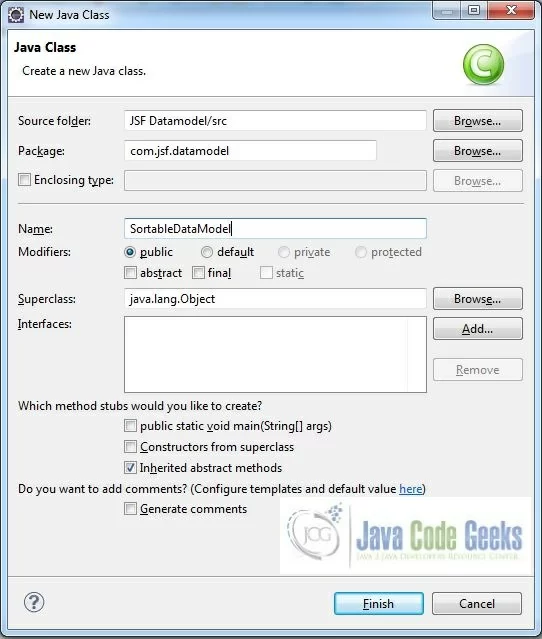 Fig. 17: Java Class (SortableDataModel.java)