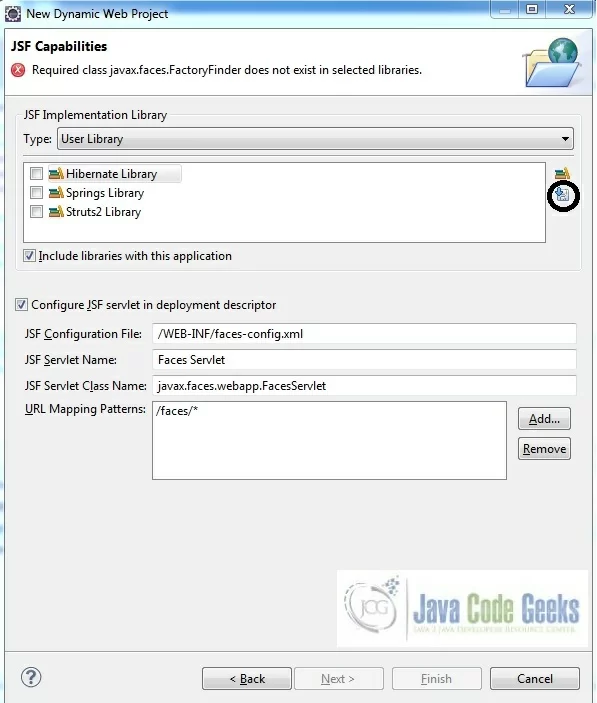 Fig. 6: JSF Capabilities Window