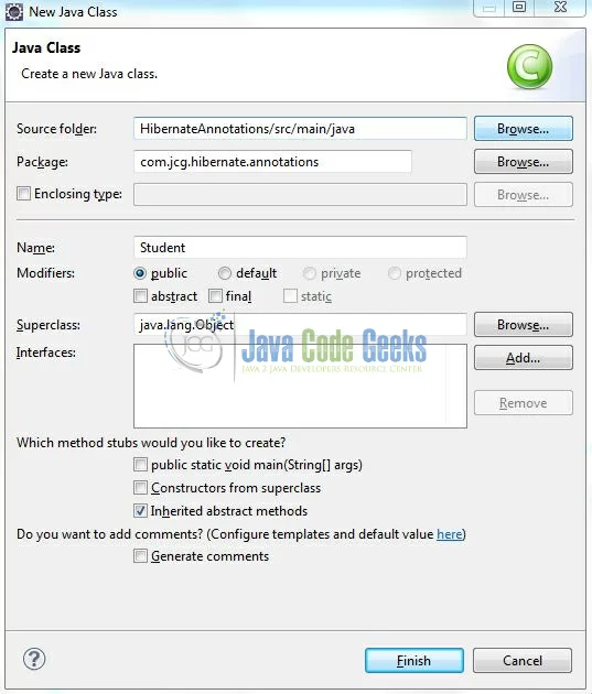 Fig. 10: Java Class (Student.java)