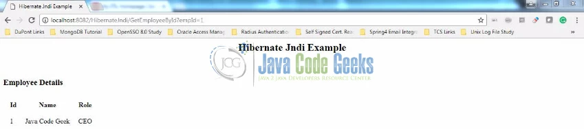 Fig. 21: Employee Details for Id #1