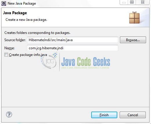 Fig. 9: Java Package Name (com.jcg.hibernate.jndi.model)