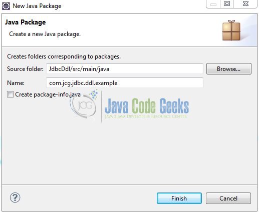 Fig. 7: Java Package Name (com.jcg.jdbc.ddl.example)