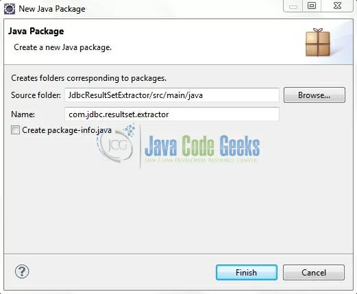 Fig. 7: Java Package Name (com.jdbc.resultset.extractor)