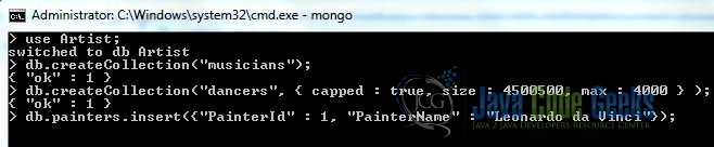 Fig. 7: MongoDB Create Collection Using Insert Command