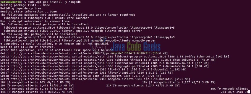 Fig. 2: Install MongoDB in Ubuntu 16.04