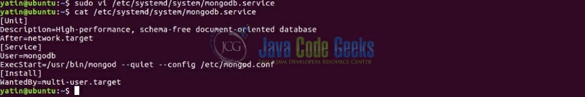 Fig. 3: Creating SystemD MongoDB Service