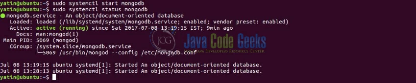 Fig. 4: Start and Verify MongoDB Service