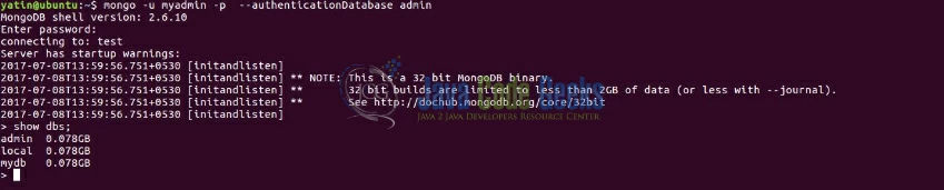 Fig. 8: MongoDB User Authentication