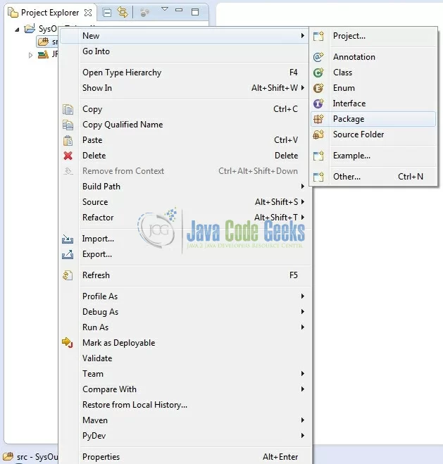 Fig. 7: Java Package Creation