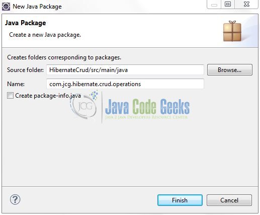 Fig. 9: Java Package Name (com.jcg.hibernate.crud.operations)