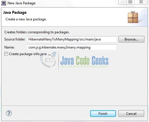 Fig. 8: Java Package Name (com.jcg.hibernate.many2many.mapping)