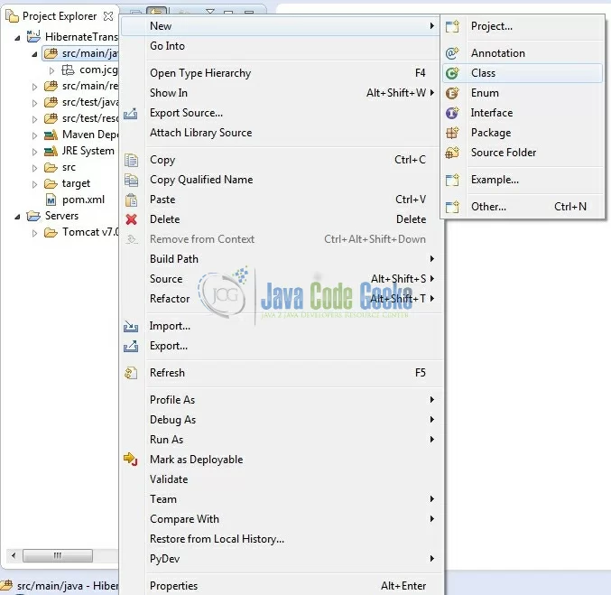 Fig. 11: Java Class Creation