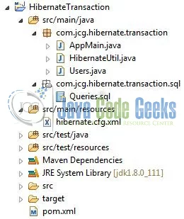 Fig. 4: Hibernate Transaction Application Project Structure