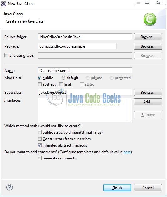 Fig. 14: Java Class (OracleJdbcExample.java)