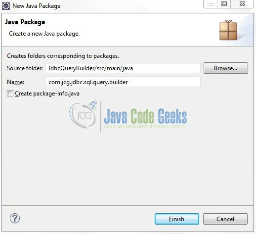 Fig. 9: Java Package Name (com.jcg.jdbc.sql.query.builder)