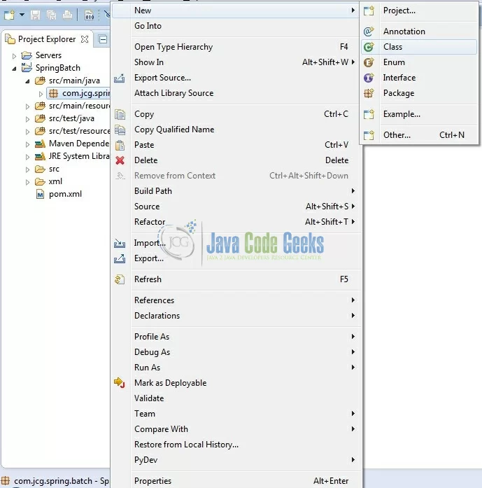 Fig. 8: Java Class Creation