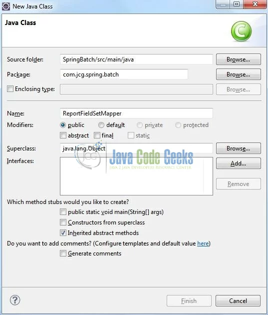 Fig. 11: Java Class (ReportFieldSetMapper.java)