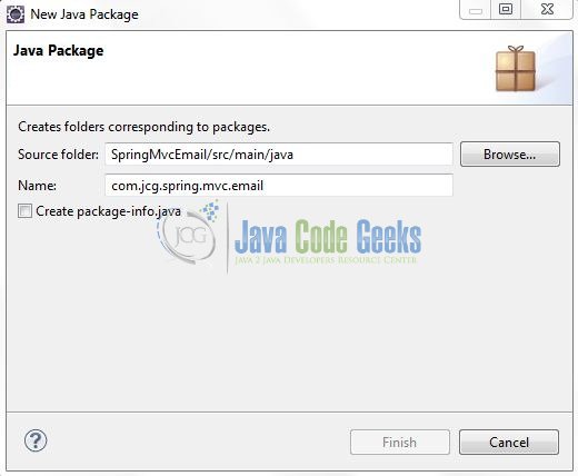 Fig. 9: Java Package Name (com.jcg.spring.mvc.email)