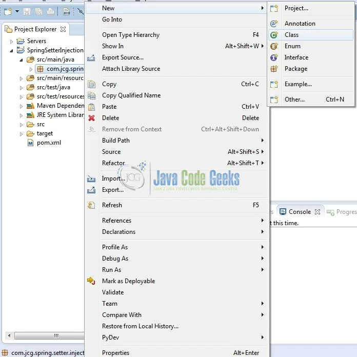Fig. 11: Java Class Creation