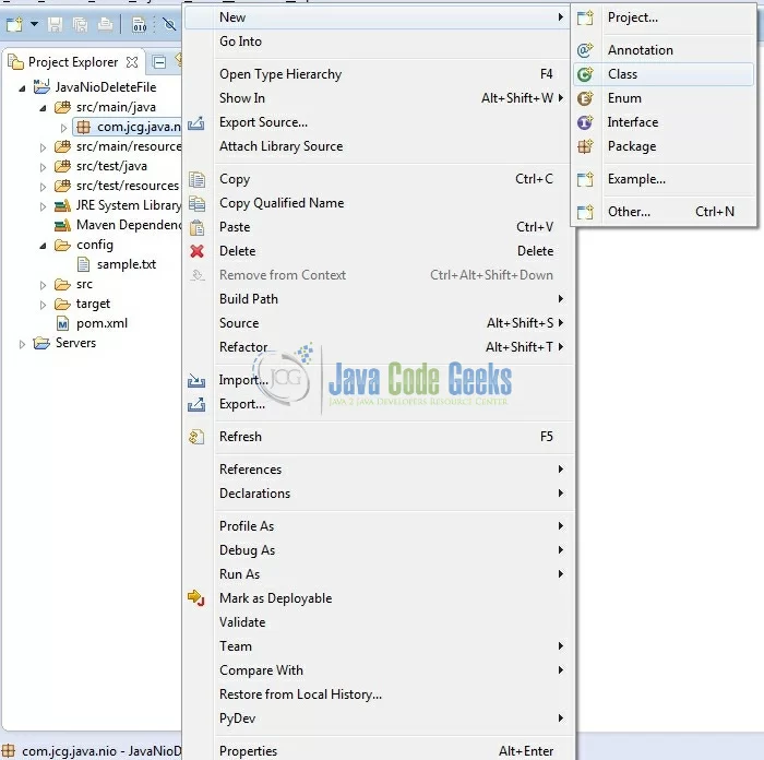 Fig. 9: Java Class Creation