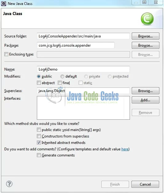 Fig. 10: Java Class (Log4jDemo.java)