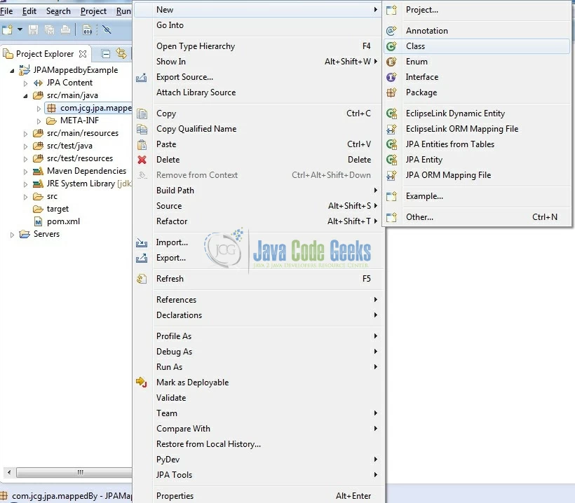 Fig. 8: Java Class Creation