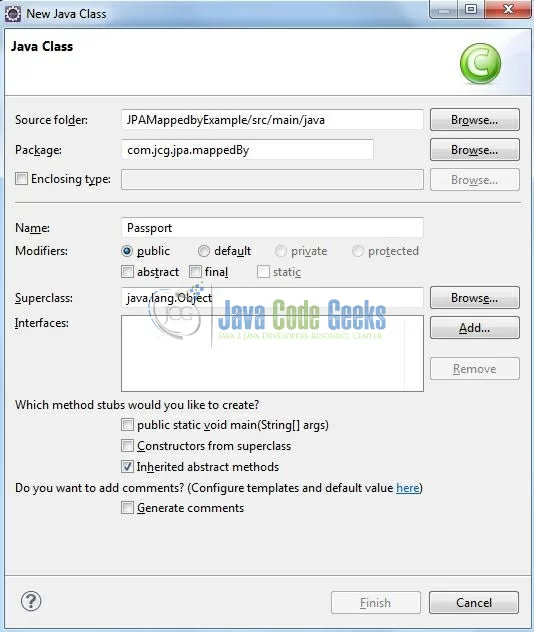 Fig 10: Java Class (Passport.java)