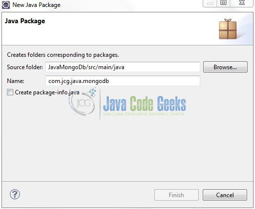 Fig. 6: Java Package Name (com.jcg.java.mongodb)