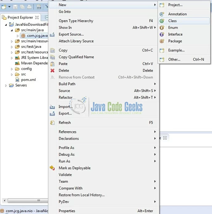 Fig. 10: Java Class Creation