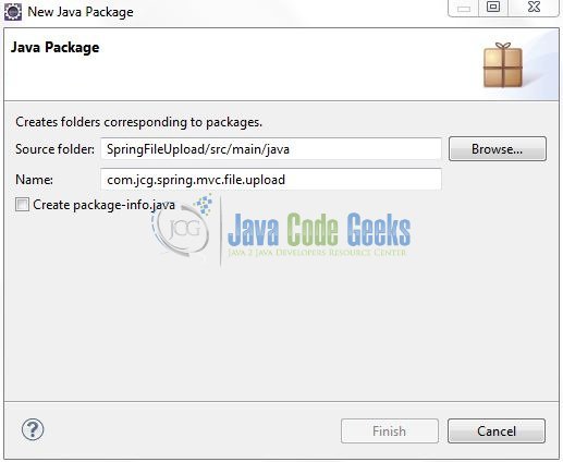 Fig. 9: Java Package Name (com.jcg.spring.mvc.file.upload)